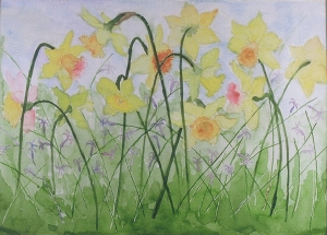 Watercolor: Springtime Daffs, janekohut-bartels, 2006